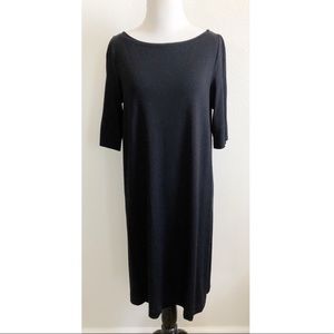 Eileen Fisher black jersey shift dress 731